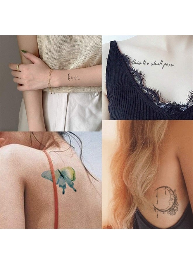 Everjoy تاتو مؤقت واقعي من إيفرجوي 100+ تصميم، 16 ورقة، اقتباسات ملهمة، عيش، اضحك، أحب، إيمان، أمل، تنفس، بوهو، فراشة، قلب، صليب، تاتو لانهائي - Image 2