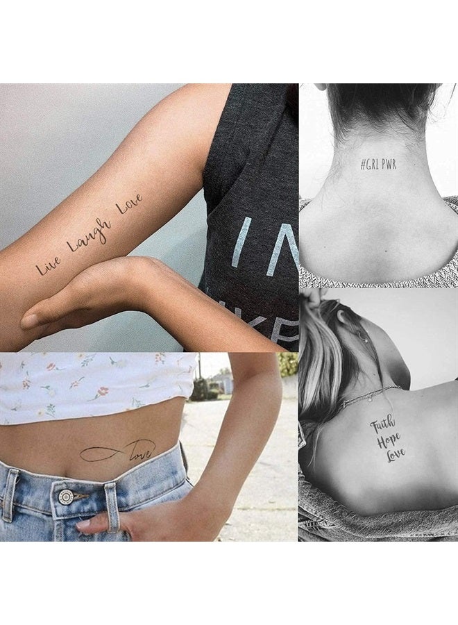 Everjoy تاتو مؤقت واقعي من إيفرجوي 100+ تصميم، 16 ورقة، اقتباسات ملهمة، عيش، اضحك، أحب، إيمان، أمل، تنفس، بوهو، فراشة، قلب، صليب، تاتو لانهائي - Image 3