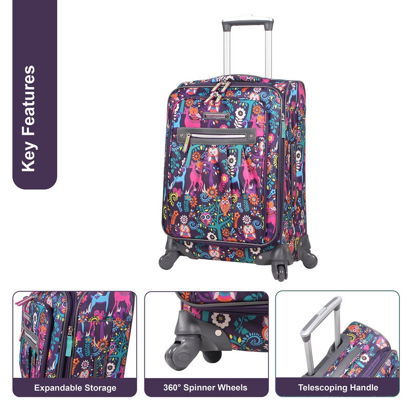 Lily Bloom Carry On Expandable Design Pattern Luggage With Spinner Wheels For Woman (20in, Wildwoods) - Image 2