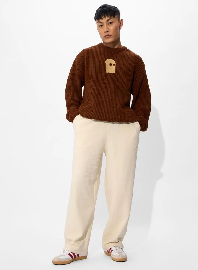 The Souled Store Cream Relaxed Fit Korean Joggers