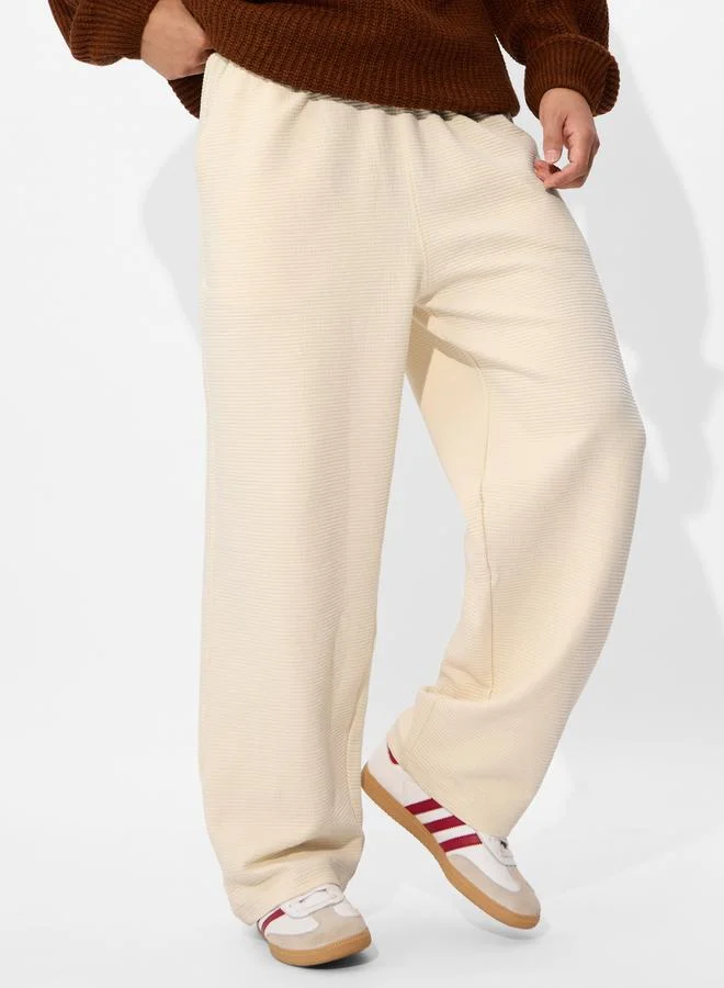 The Souled Store Cream Relaxed Fit Korean Joggers