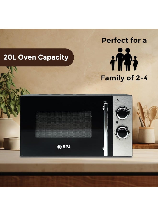 اس بي جي فرن ميكروويف SPJ سعة ٢٠ لترًا - قوة ٧٠٠ واط | ٦ مستويات طاقة قابلة للتعديل | خاصية إذابة الثلج والطهي السريع | مؤقت ٣٠ دقيقة | قفل أمان للأطفال | صغير الحجم وسهل الاستخدام | مثالي للمنزل والمكتب | MWBLU-20L002 | أسود - Image 1