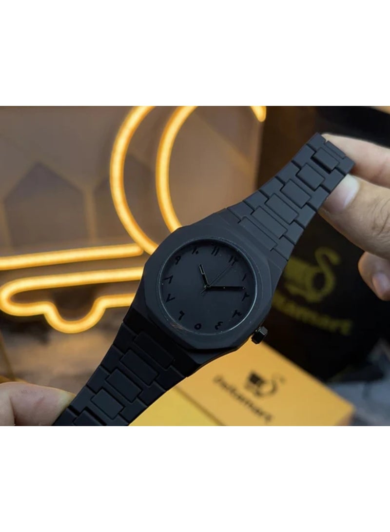 AURA Minimalist Black Analog Aura Watch with Arabic Numerals – 3 for AED 99 - Image 2