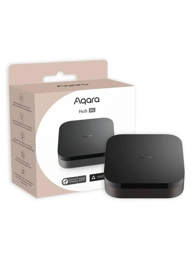أكارا Smart Hub M3 للتحكم الآلي في المنزل، وحدة تحكم Matter، موجه حدودي Thread، مزود بتقنيات Zigbee وBluetooth وWiFi وPoE وIR، يدعم HomeKit وSmartThings وIFTTT، الإصدار العالمي باللون الأسود - Image 1