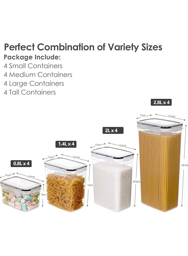 X spring Airtight Food Storage Container Set, 16 Pcs Clear Food Storage Container With Lid, Cereal And Snack Containers With Lables And Small Spoon For Kitchen Pantry Organization And Storage - Image 5