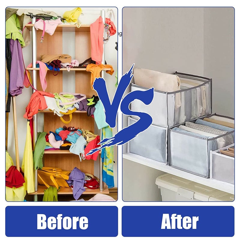 kunya kunya Wardrobe Clothes Organizer 30 208 195 cm 7 Grids Breathable Clothing Organizer for Pants Jeans Sweater Foldable Clothes Compartment Storage Organizer for Drawer - Image 4