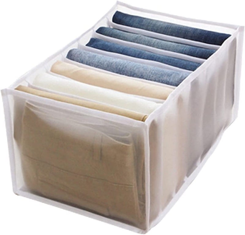 kunya kunya Wardrobe Clothes Organizer 30 208 195 cm 7 Grids Breathable Clothing Organizer for Pants Jeans Sweater Foldable Clothes Compartment Storage Organizer for Drawer - Image 1