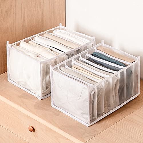 kunya kunya Wardrobe Clothes Organizer 30 208 195 cm 7 Grids Breathable Clothing Organizer for Pants Jeans Sweater Foldable Clothes Compartment Storage Organizer for Drawer - Image 3