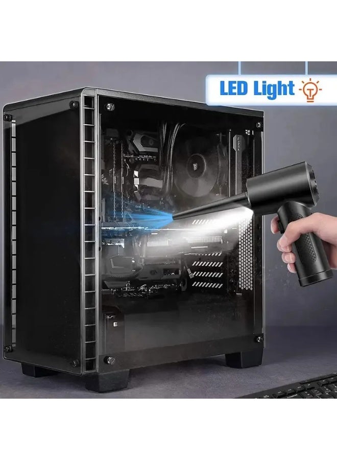 منفضة محمولة لتنظيف الكمبيوتر، منفاخ هواء مضغوط لاسلكي مع إضاءة LED أو بدونها، لتنظيف لوحة مفاتيح الكمبيوتر - Image 5