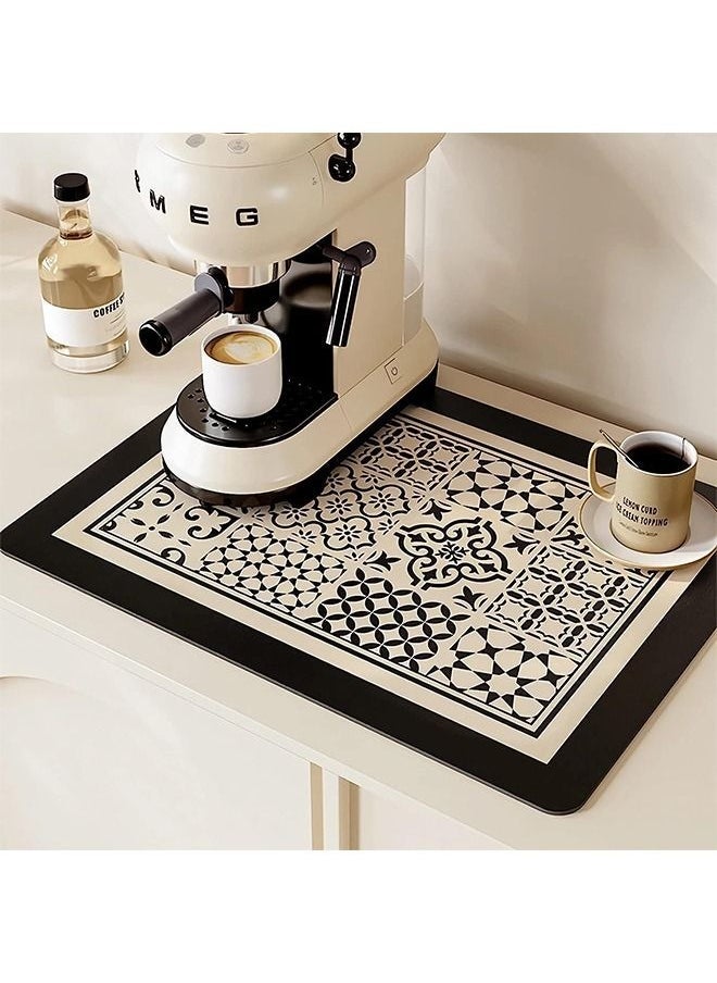 Arabest Coffee Maker Mat, Absorbent Dish Drying Mat, Non-slip Rubber Mat, Easy to Clean, Counter Protector Spill Mat, For Kitchen Counter Coffee Bar Accessories 40x30cm  - Image 1