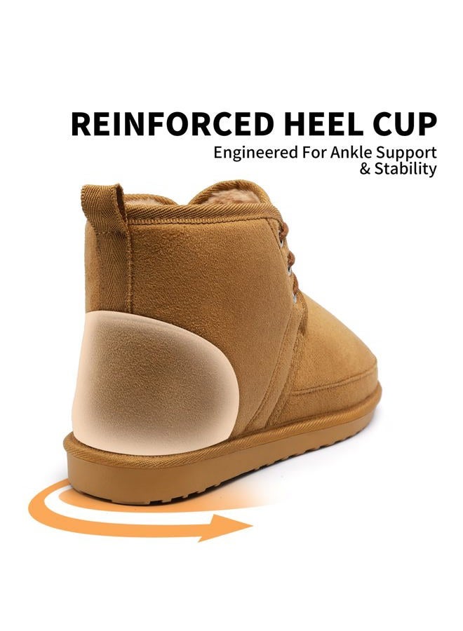 Mixin Men's Winter Snow Boots Fuzzy Cozy Suede Leather Cold Weather Warm Outdoor Casual Ankle Boots, Bronze, 12 - Image 5