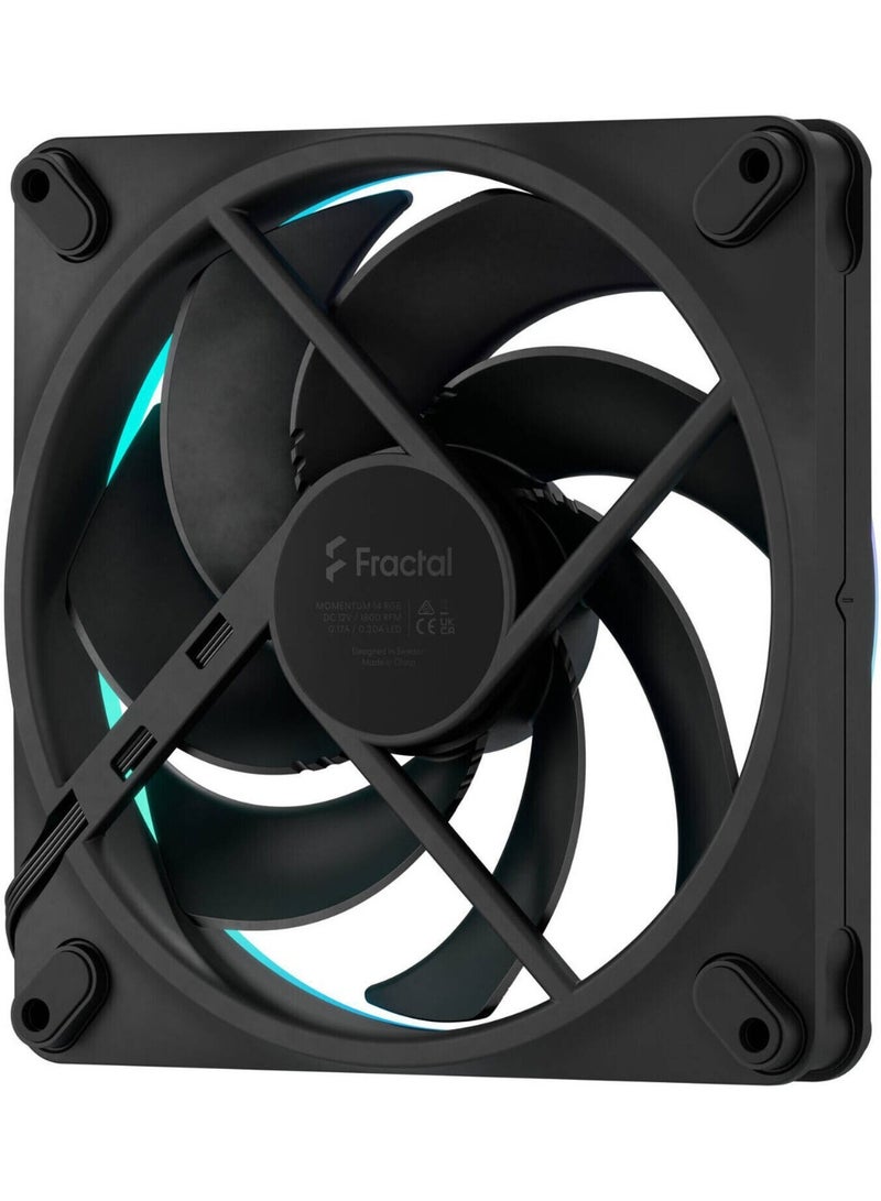Fractal Design Momentum 14 RGB 140mm PWM ARGB Case Fan 3-Pack – 350–1800 RPM, 74.4 CFM, 2.45 mmH₂O, 28 dBA, FDB Bearing, Daisy-Chain, Zero RPM, Black | FD-F-MR1-1403 - Image 5