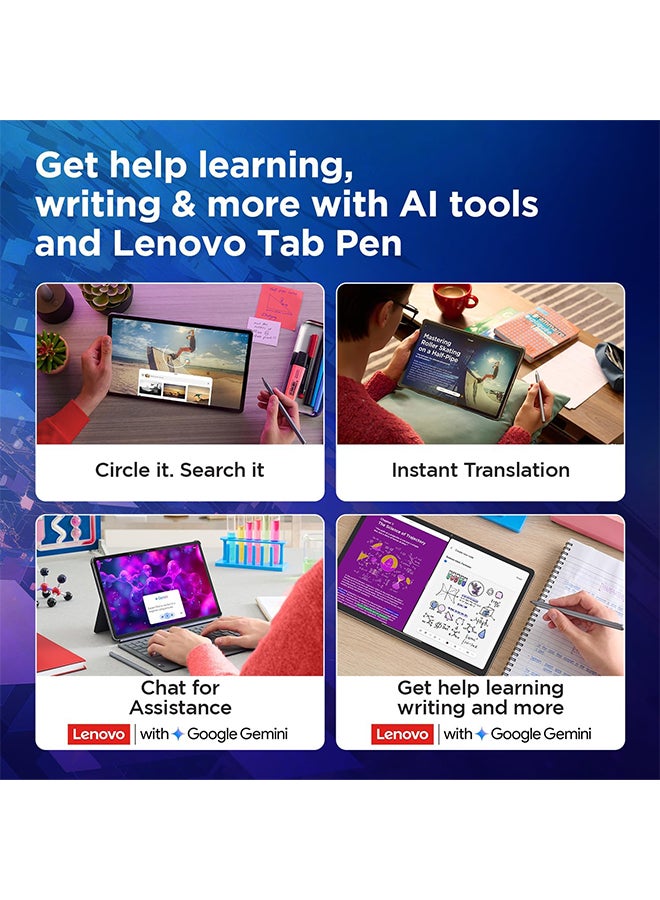 لينوفو Renewed - Idea Tab with Folio Keyboard + Tab Pen | Wi-Fi + 5G |11" Display, 2.5K Resolution, 90Hz Refresh|8GB RAM, 256GB ROM| MediaTek Dimensity 6300| 7040mAh|4 Speakers| USB-C| Luna Grey - Image 5