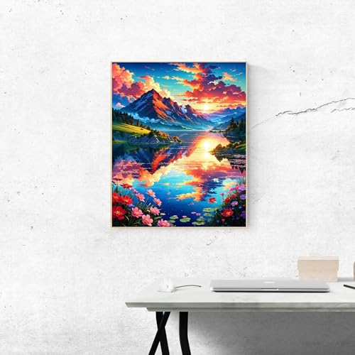 ldazao Mountain Paint By Numbers Kit For Adults Beginner Nature Adult Paint By Number Kits On Canvas Mountain Oil Painting Kit For Beginners Adults' Paint-By-Number Kits For Gift Home Wall Decor 16x20 Inch - Image 4