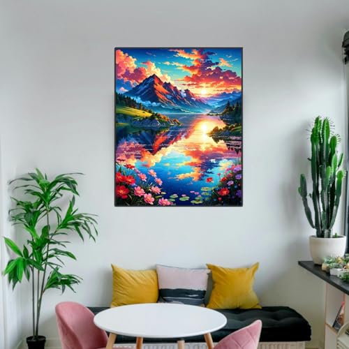 ldazao Mountain Paint By Numbers Kit For Adults Beginner Nature Adult Paint By Number Kits On Canvas Mountain Oil Painting Kit For Beginners Adults' Paint-By-Number Kits For Gift Home Wall Decor 16x20 Inch - Image 3