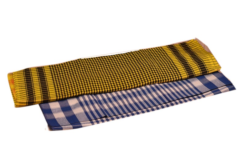 rdassociates ® Bengal Cotton Towel Gamcha Blue Box| Yellow Box Checks for Bathing| Men, Women & Kids (Pack of 2) - Image 4