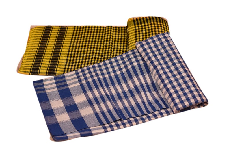 rdassociates ® Bengal Cotton Towel Gamcha Blue Box| Yellow Box Checks for Bathing| Men, Women & Kids (Pack of 2) - Image 3