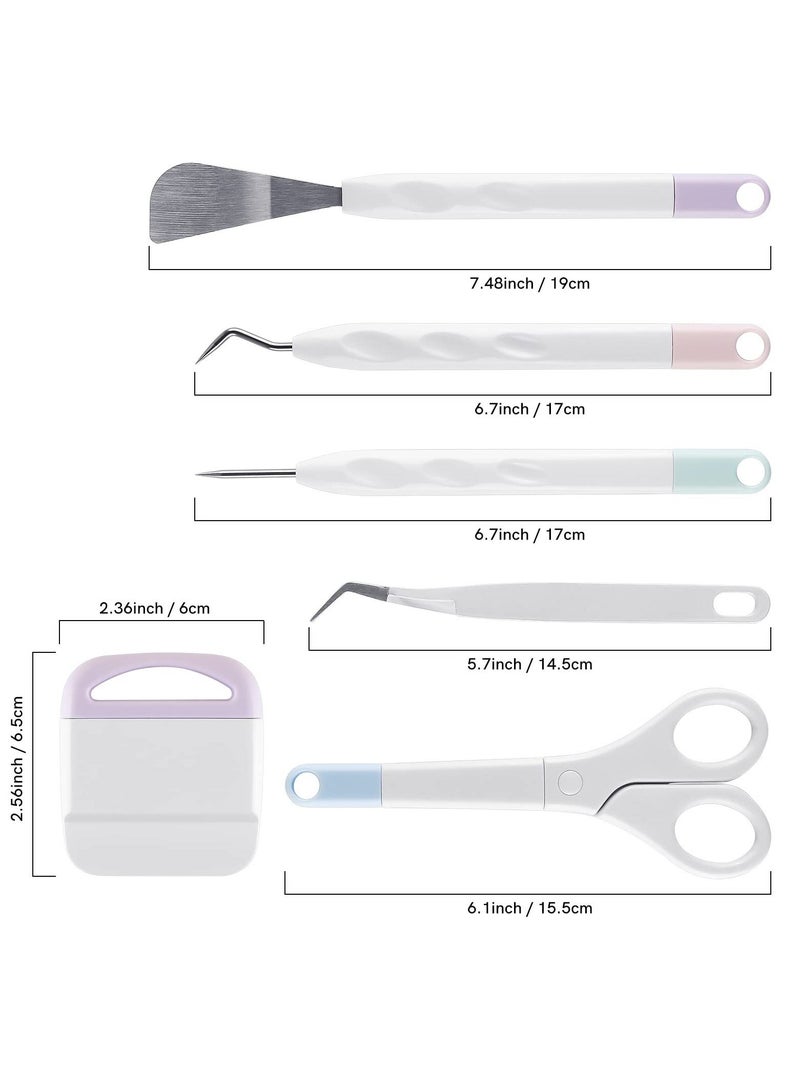 6 Pieces of Craft Vinyl Weeding Tools Set, Hook Weeder Scraper Spatula Tweezers Scissors for Die-Cutting Cardstock Scrapbooking DIY Silhouette Embossing Lettering Tools - Image 5