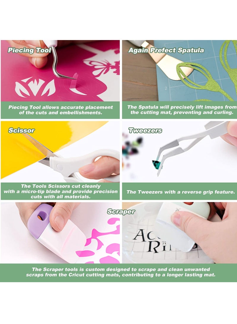 6 Pieces of Craft Vinyl Weeding Tools Set, Hook Weeder Scraper Spatula Tweezers Scissors for Die-Cutting Cardstock Scrapbooking DIY Silhouette Embossing Lettering Tools - Image 4