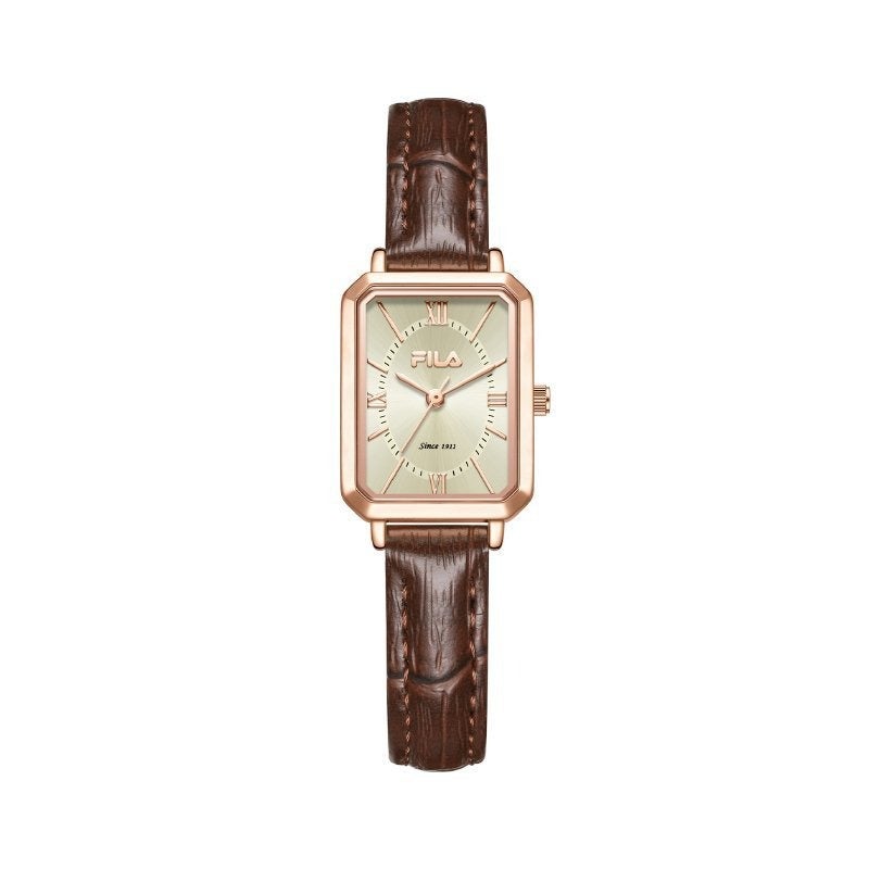 FILA Women's Vintage Leather Watch - Square Dial, Japanese Quartz Movement, 30M Water Resistance - Image 4