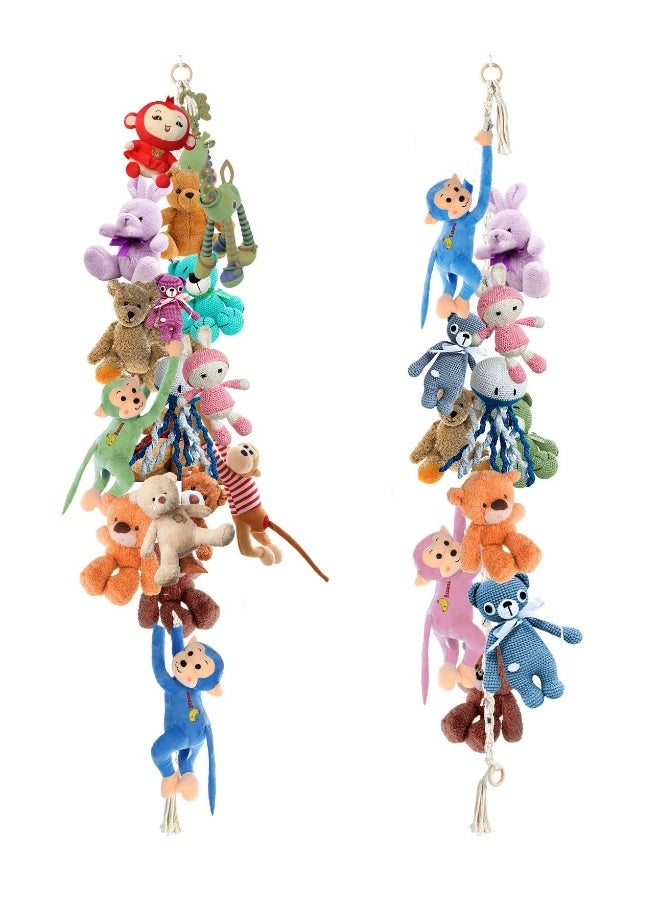 2 Pcs Boho Stuffed Animals Storage Chain, Strong Toy Storage Hanging Chain with 40 Metal Clips, Includes 4 Ceiling Hooks, Organize Plush Toys, Hats, Socks, and Holiday Cards - Image 1