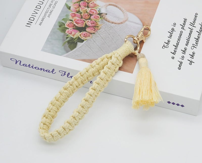 Moydolo Macrame Boho Handmade Cute Bracelet Holder Keychain Wristlet Key Chain Wrist Lanyard for Women Girls - Image 2