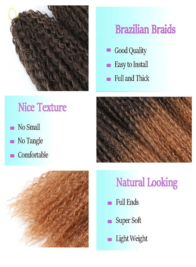TATOUS Brazilian Kinky Curly Crochet Hair Brazilian Braids Soft Ombre Brown Micro Curly Braidin Deep Water Wave Crochet Hair For Women T1b/30 (3packs,90 Strands/pack,total 270 Strands，20 inch) - Image 4