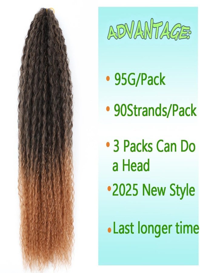 TATOUS Brazilian Kinky Curly Crochet Hair Brazilian Braids Soft Ombre Brown Micro Curly Braidin Deep Water Wave Crochet Hair For Women T1b/30 (3packs,90 Strands/pack,total 270 Strands，20 inch) - Image 2