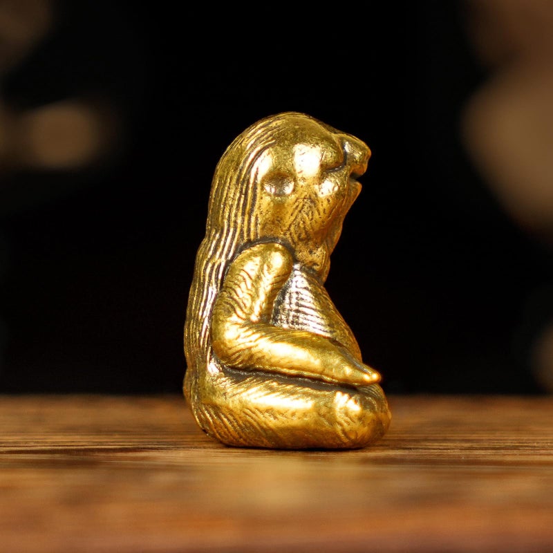 CHOVY Retro Handcrafted Meditating Sloth Statue - 100% Solid Brass Seated Sloth in Thoughtful Pose, Vintage Style Collectible Art Piece for Home & Office | Unique Gift for Nature Lovers - Image 5