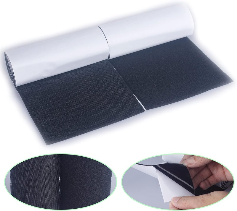 HUAYY 6 Inches Width 1 Yards Length | self-Adhesive Hook and Loop Style Sheets | Super Sticky Glue Nylon Patch | Strips | Patch | Fastener,Black (6in x 1yd) - Image 1