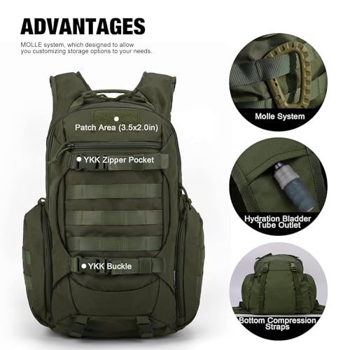 Mardingtop Tactical Molle Backpack for Men - 28L EDC Hiking & Motorcycle Backpack - Image 3