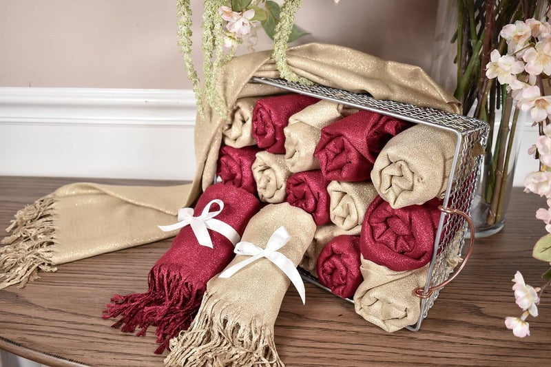 Achillea Sparkling Metallic Evening Shawl Wrap Scarf for Wedding Prom Party Dress 80" x 27" (Gold) - Image 5