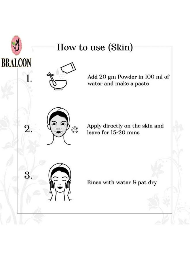 BRALCON براكالون مسحوق بتلات الورد العضوي، مسحوق الحناء، مجموعة مسحوق الأبتان - 300 جرام (100 جرام × 3 عبوة) | مسحوق الورد، مسحوق الأبتان للعروس، قناع الوجه، تبييض البشرة | بشرة متألقة | مسحوق الحناء لنمو الشعر - Image 2