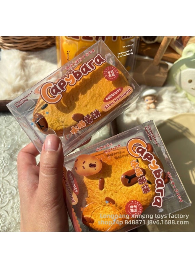 null - Slow Rebound Toy Kappibala Capybara Hash Browns Bread Pinch Music Vent Food Play Squishy Super Soft-Color:Seated Capibala - Image 1