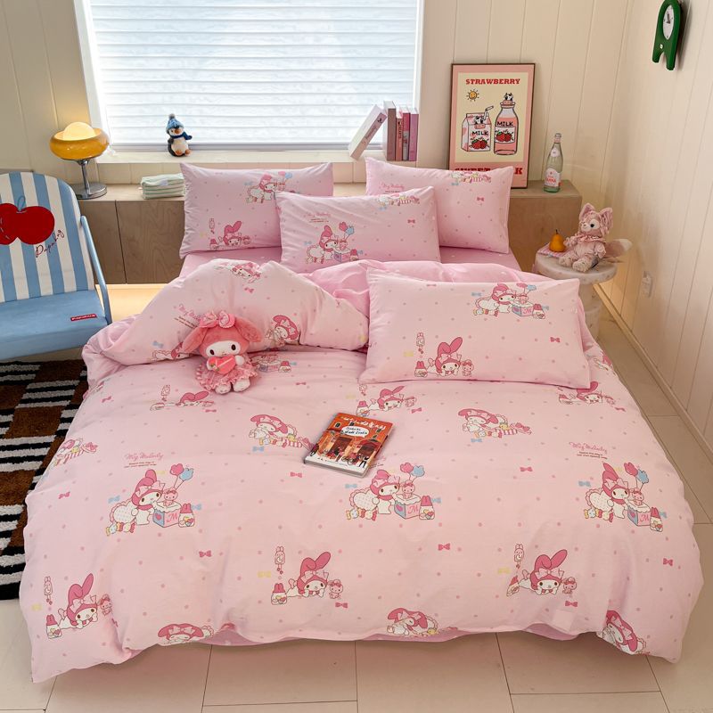 Authentic Sanrio 100% Cotton Bed Four-Piece Set Girly Heart Cartoon Cotton Kidsren'S Quilt Cover Dormitory Three-Piece Set - Image 1