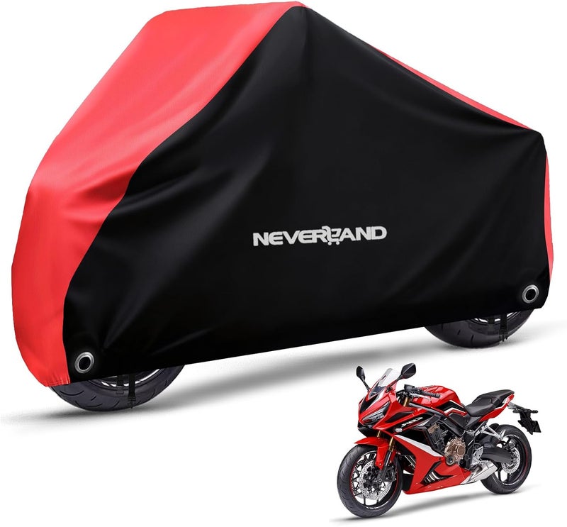 NEVERLAND غطاء دراجة نارية من NEVERLAND لجميع الفصول حماية عالمية من الطقس - أسود وأحمر، 116" - Image 1