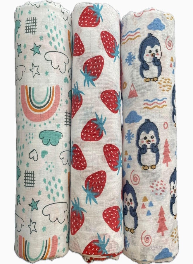 Reexplore Muslin Cotton Swaddle for Newborns | Ultra Soft Organic Baby Wrap Blanket | Lightweight Breathable Infant Sleeping Sheet | Large Size Baby Cloth for Feeding, Burping (100x100 cm, Pack of 3) - Image 1