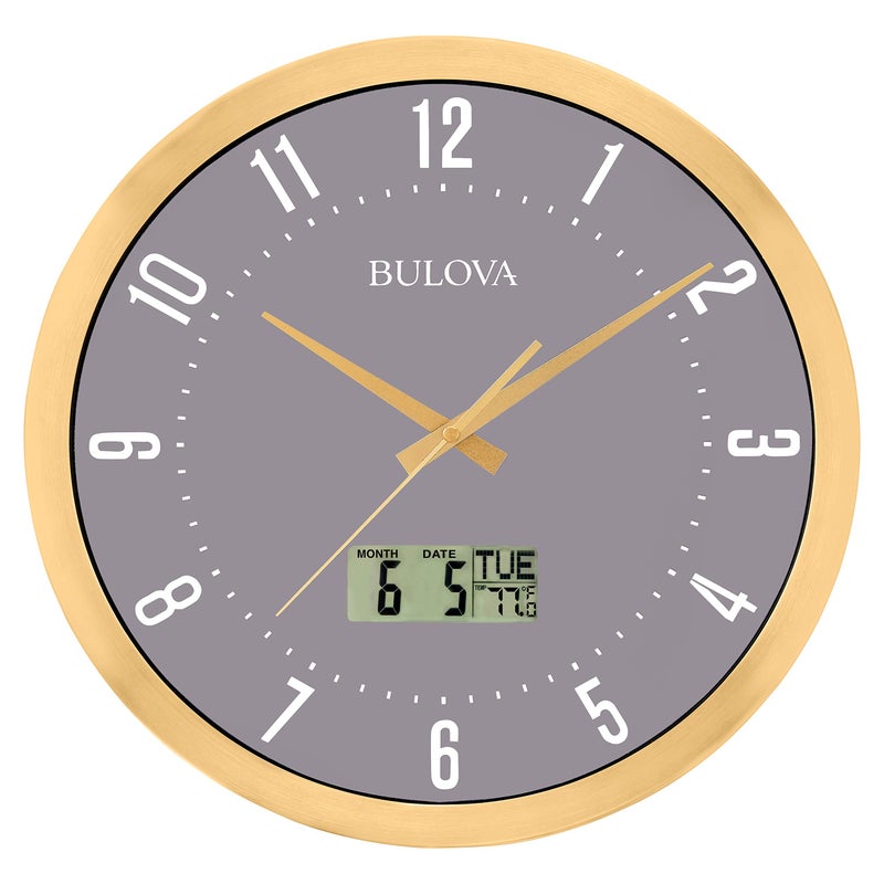 Bulova C4830 Lobby Wall Clock, 14", Gold - Image 1