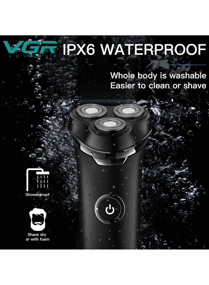 VGR Professional Men's Shaver, IPX6 Waterproof, 3D Rotary Heads, USB Rechargeable, Model V-319. black - Image 5