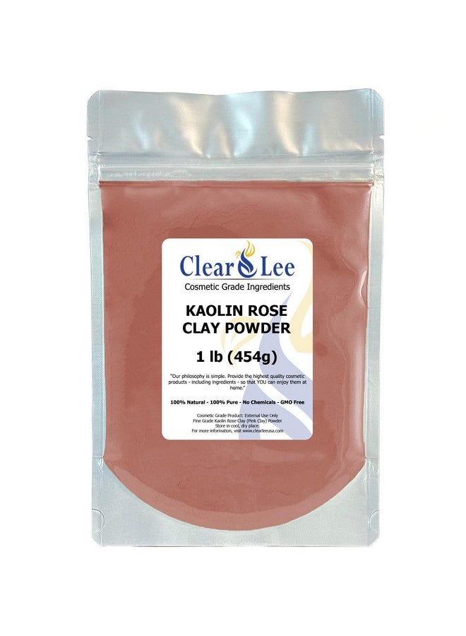 ClearLee Kaolin Rose Pink Clay Cosmetic Grade Powder - 100% Pure Natural Powder - Great For Skin Detox, Rejuvenation, And More - Heal Damaged Skin - Diy Clay Face Mask (1 Lb) - Image 1