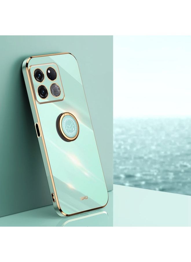 HuHa - Case Cover For For OnePlus Ace Racing XINLI Straight Edge 6D Electroplate TPU Phone Case with Ring Holder(Mint Green) - Image 1