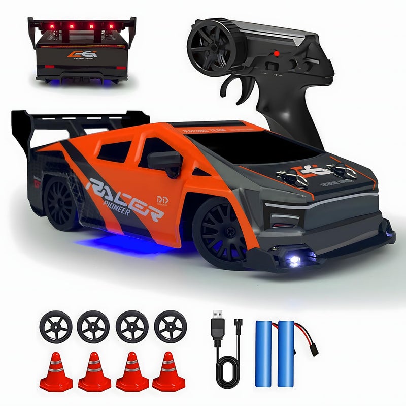 HTURCCOP 124 RC Cybercar 24GHz RC Drift Cars with LED Light Race Car Toys for Boy Girl 812 Years Old Speed Adjustable 25KmHHigh Speed RC Racing Cars Perfect Toy Gift for Boys Girls - Image 3