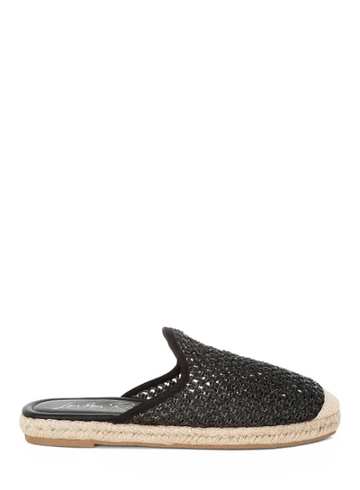 London Rag Raffia Espadrilles Mules in Black