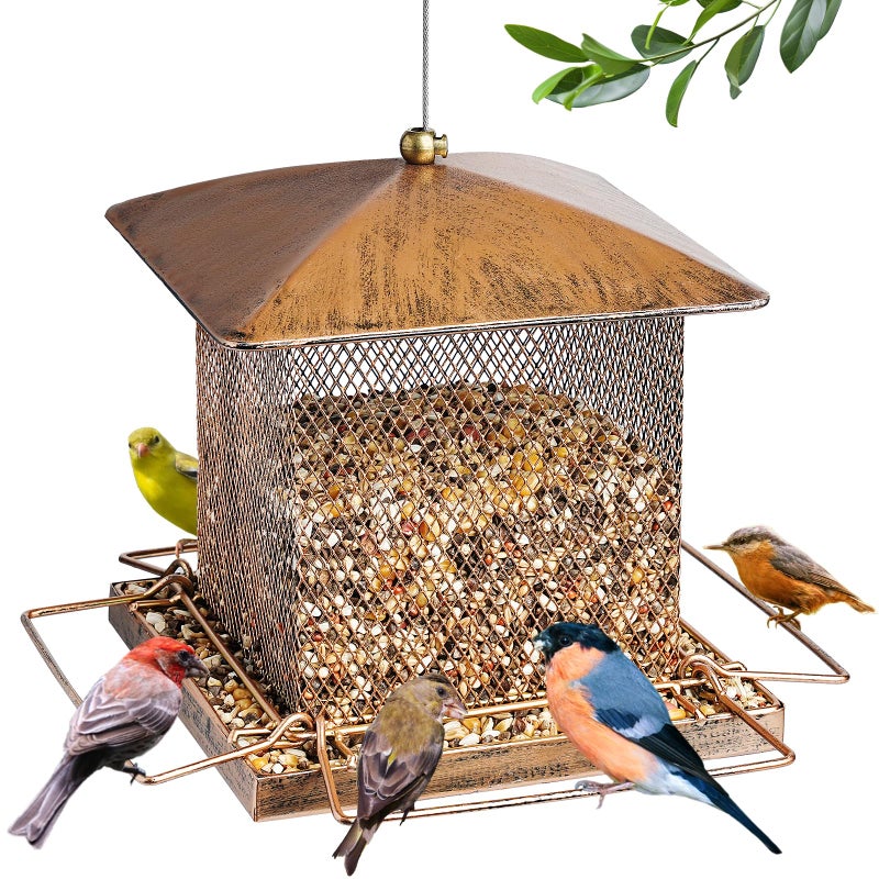 IWNTWY Bird Feeder, Heavy Duty Metal Bird Feeders for Outdoor Hanging, Wild Birdfeeder with Buckle for Garden Yard Outside Backyard, 3.5LB Large Capacity - Image 1