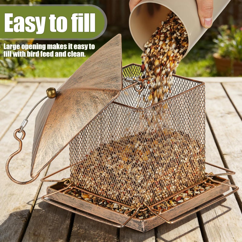 IWNTWY Bird Feeder, Heavy Duty Metal Bird Feeders for Outdoor Hanging, Wild Birdfeeder with Buckle for Garden Yard Outside Backyard, 3.5LB Large Capacity - Image 4