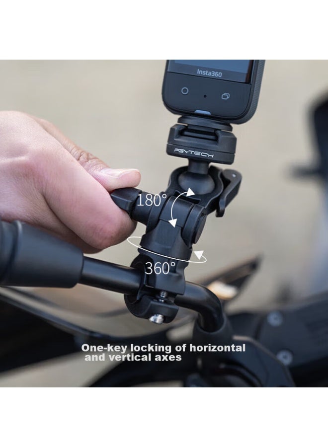 Pgytech Action Camera Mount, Pocket3 Motorcycle Rearview Mirror Bracket, Metal Clamp, Insta360 Cycling Mount, Gopro Multifunctional Photography Action5Pro Bracket - Image 2