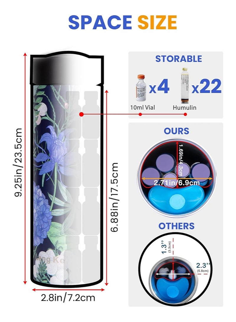Leng Ke Insulin Cooler Travel Case with TSA Approved Ice Pack，Portable Medicine Cooler，Diabetes Travel Case for Insulin Pens and Diabetes Supplies （Hydrangea Color） - Image 2