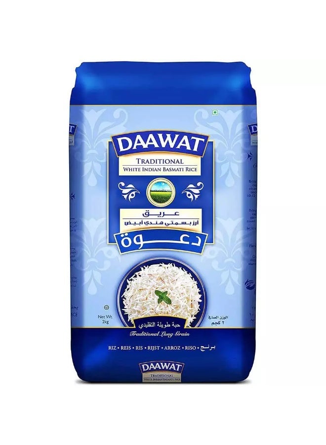 Daawat Traditional White Indian Basmati Rice, 2kg - Image 1