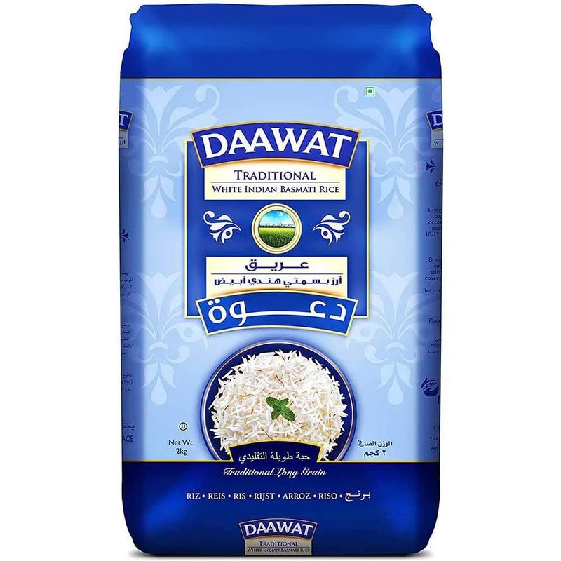 Daawat أرز بسمتي الهندي الأبيض التقليدي من داوات، 2 كجم - Image 1