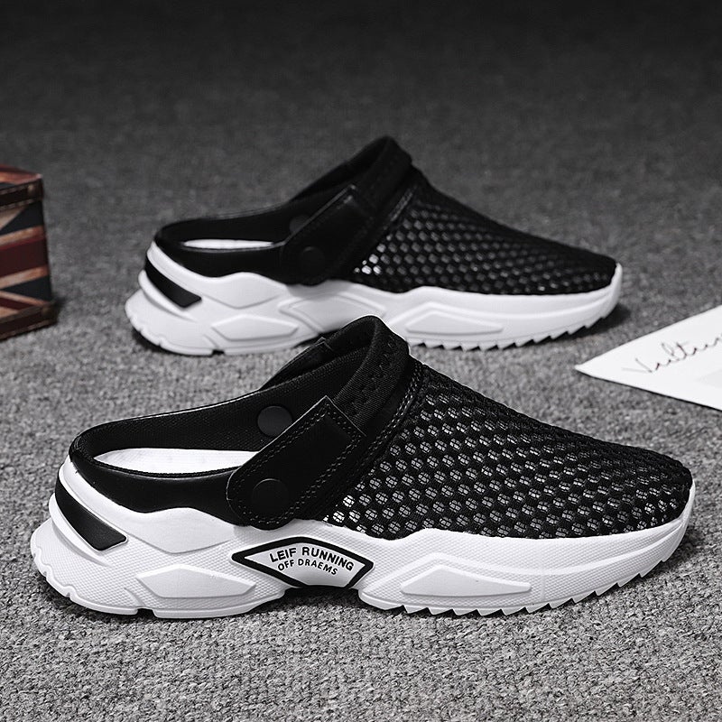 Men'S Slippers Summer Closed Toe Beach Sandals Summer Korean Style Mesh Hole Shoes Men'S Sandals Two-Way Wear - Image 2